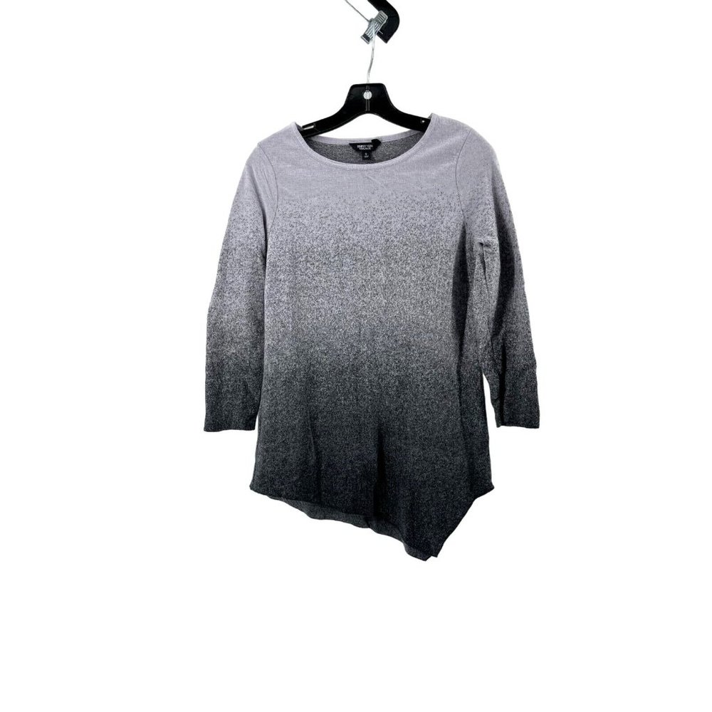 Simply Vera Wang Women's 3/4 Sleeve Gray Ombre Asymmetrical Knit Sweater Size S